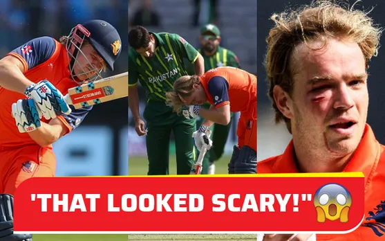 Netherlands batter Bas de Leede suffers injury facing Haris Rauf's fiery bouncer