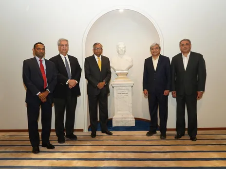 K. Krithivasan, CEO, TCS_ Noel Tata, Chairman, Tata Trusts_ N. Chandrasekaran, Chairman, Tata Sons, Prof G Rangarajan, Director, IISc and T. V. Narendran, MD, Tata Steel.jpg
