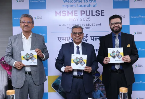 From left to right. Mr Prakash Kumar, Deputy Managing Director, SIDBI; Mr Manoj Mittal, Chairman and Managing Director, SIDBI and Mr Bhavesh Jain,  MD & CEO, TransUnion CIBIL