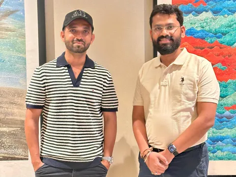 Ajinkya Rahane with Manas Pal Co-founder PedalStart