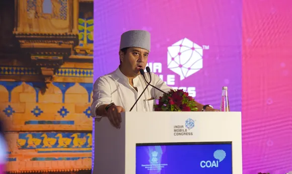 Minister of Communications and DoNER Sh Jyotiraditya M. Scindia speaking at IMC 2024 theme launch event