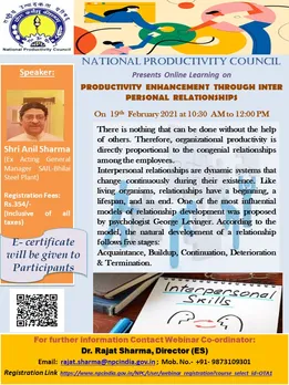 NPC, Webinar Productivity enhahncement Through Interpersonal Development