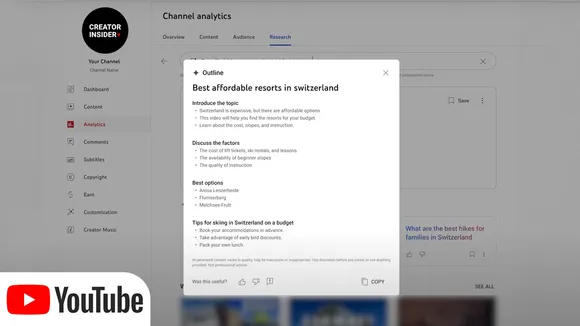 YouTube tests AI-powered idea prompts