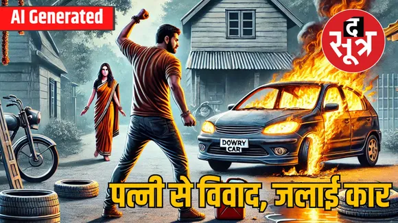 shahdol husband burns car wife visits parents new