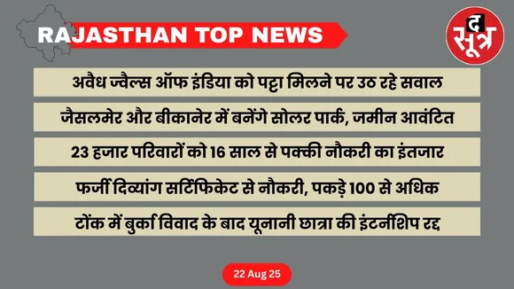 Rajasthan top news 22 August
