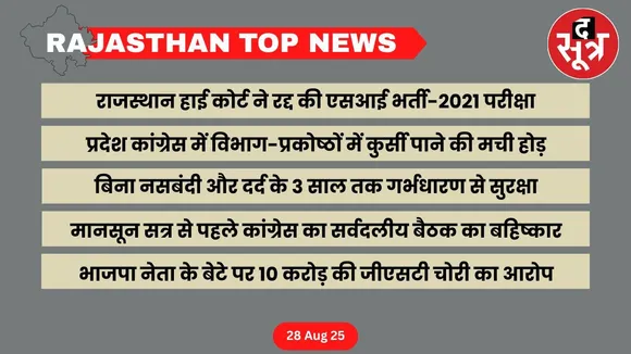 Rajasthan top news 28 August
