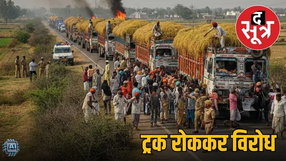 rewa-tyonthar-farmers-protest-paddy-transport