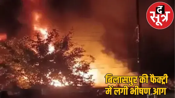 Huge fire broke out in bardana factory bilaspur