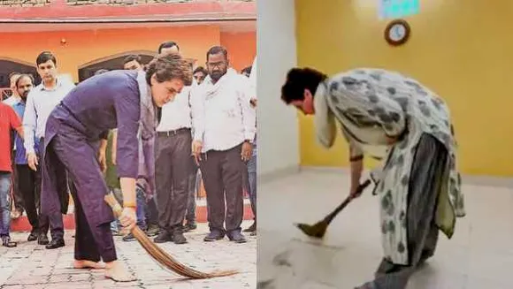 प्रियंका की नई पॉलिटिक्स: अब वाल्मीकि मंदिर में झाड़ू लगाई, योगी के बयान पर पलटवार