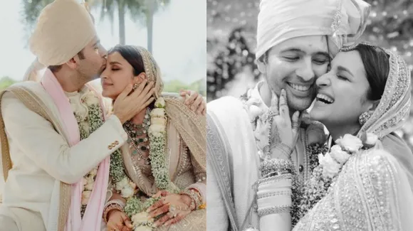 राघव-परिणीति की शादी की तस्वीरें आईं सामने, क्रीम रंग की पोशाकों में आए नजर, देखें तस्वीरें