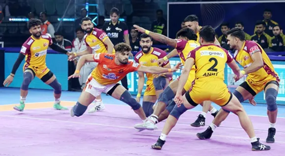 Puneri Paltan fight off resilient Telugu Titans, set up ultimate clash with Dabang Delhi in the Season 12 of the Pro Kabaddi League (PKL) 2025 at the Thyagaraj Indoor Stadium in New Delhi on Wednesday. Photo credit: PKL