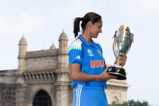 Harmanpreet Kaur Holds ICC Women’s World Cup Trophy