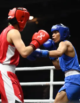 Jaismine Lamboria and Nikhat Zareen blaze into finals as India has record 15 pugilists in gold-medal bouts in the World Boxing Cup Finals 2025 at the Shaheed Vijay Singh Pathik Sports Complex in Greater Noida on Wednesday. Photo credit: BFI