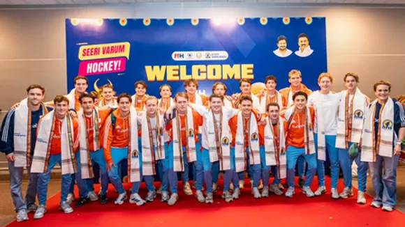 The Netherlands men's hockey team arrived in Chennai for the FIH Hockey Men’s Junior World Cup 2025 to be played in Chennai and Madurai from November 28 to December 10. Photo credit: Hockey India