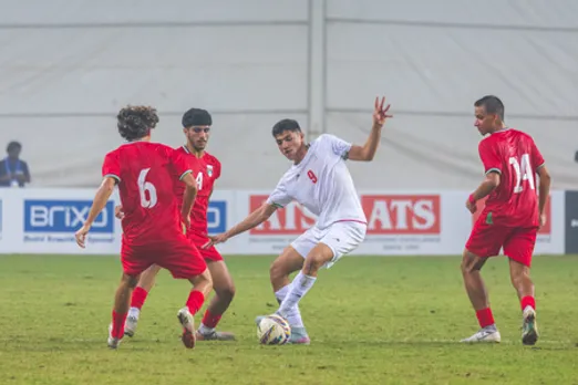 Lebanon hand India first defeat in Qualifiers for the AFC U17 Asian Cup 2026 t the EKA Arena in Ahmedabad on Friday.  Photo credit: AIFF