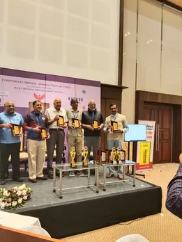 S G Associates emerge champions in Seniors Team Event of the 67th Ashok Ruia Memorial Winter National Bridge Championship at Biswa Bangla Convention Centre in New Town in Kolkata on Thursday. Photo credit: BFI