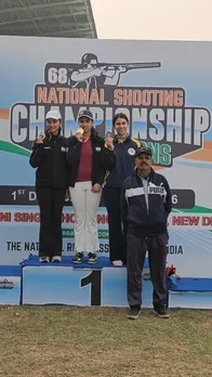 Raiza Dhillon sweeps women’s skeet titles on opening day of finals in 68th National Shooting Championship at Dr. Karni Singh Shooting Range in Tughlaqabad, near New Delhi. on Saturday. Photo credit: NRAI