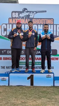 Aishwary Pratap Singh bags 50m 3P world record score to claim gold; Gurjoat Singh wins skeet title in 68th National Shooting Championship Competitions in Bhopal. Photo credit: NRAI