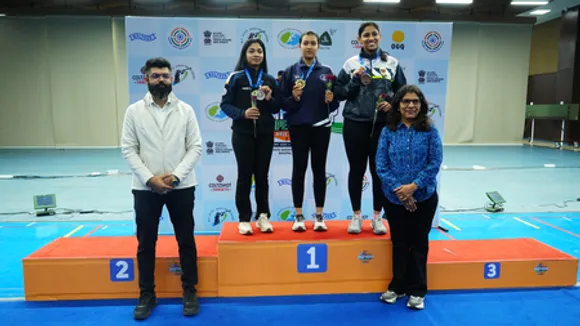 Tilottama Sen claims women’s 50m Rifle 3P gold in the 68th National Shooting Championship Competitions at MP State Shooting Academy in Bhopal on Saturday. Photo credit: NRAI