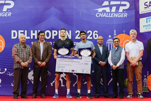 Top seeds Siddhant Banthia and Alexander Donski save a match point to win doubles title in the 2026 ATP Delhi Open at the DLTA Complex in New Delhi. Photo credit: DLTA