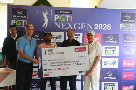 Abhishek Kumar produces record low of 64 for come-from-behind victory in the first leg of the INR 25 lakh DP World PGTI NexGen 2026 played at the Aravalli Golf Club in Faridabad, Haryana, on Thursday. Photo credit: PGTI