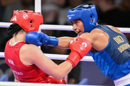 Paris: India's Lovlina Borgohain and Norway's Sunniva Hofstad in action during women's boxing 75 kg round of 16 at the 2024 Summer Olympics