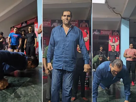 WATCH: 52-year-old The Great Khali's 180-degree dips on his knuckles