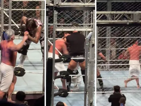 WATCH: CM Punk enters ring wearing a towel and shower cap to save Damian Priest in WWE's live event