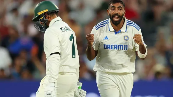 Usman Khawaja and Jasprit Bumrah