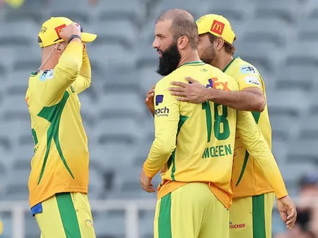 Former England star Moeen Ali dismisses Rilee Rossouw in SA20 game