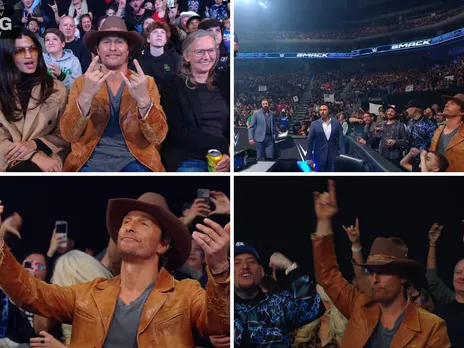 WATCH: Matthew McConaughey boos Kevin Owens, gestures 'hook-em' to Jimmy Uso on WWE Smackdown