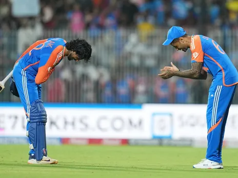 Suryakumar Yadav bows down to Tilak Varma after second IND vs ENG game in Chennai