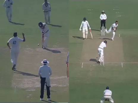Anshul Kamboj wicket of Ayush Mhatre in first ball of Ranji Trophy quarter finals vs Mumbai