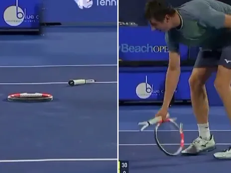 Shevchenko's Racket Breaks in Half