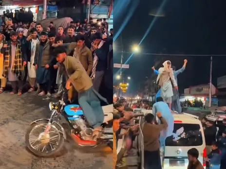 Cricket fans in Afghanistan celebrate win over England