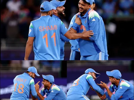 Virat Kohli touches Axar Patel's feet