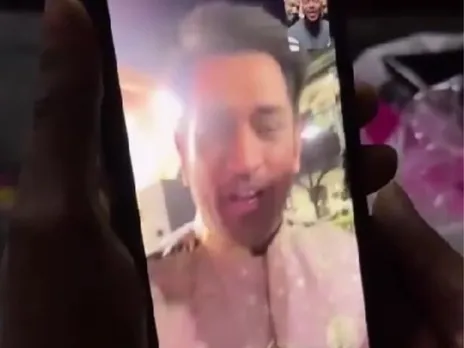 MS Dhoni talking to fan on video call