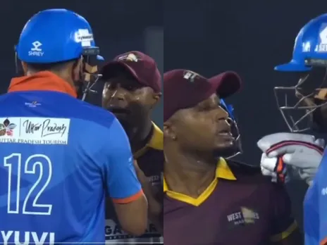 Yuvraj SIngh and Tino Best fight in IML T20 final