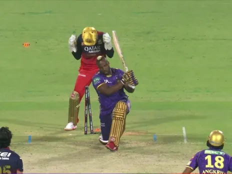 Andre Russell falls to Suyash Sharma for four runs in KKR vs RCB game in IPL 2025