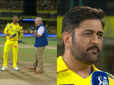 MS Dhoni with Toss Presenter Danny Morrison