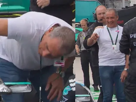 Funny Marco Antonelli at Miami GP searching for Kimi Antonelli