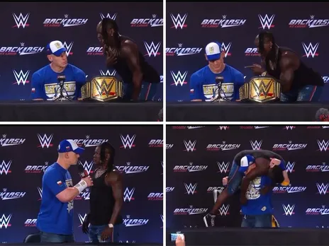 WATCH: John Cena attacks R Truth in the post-match conference after WWE Backlash 2025