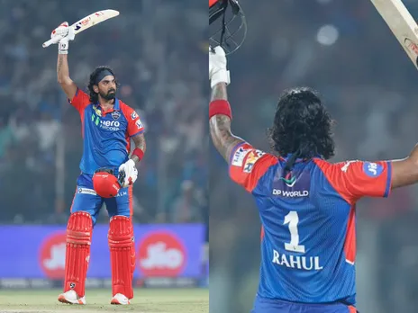 KL Rahul celebrates his century against GT in IPL 2025 