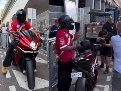 Lewis Hamilton arrives at Monaco GP in Bike