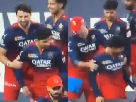 Tim David and Liam Livingstone teasing Swastik Chikara during RCB Photoshoot ft. Virat Kohli 