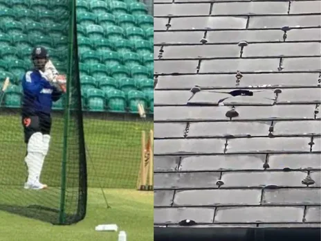 Rishabh Pant breaking the roof with his six
