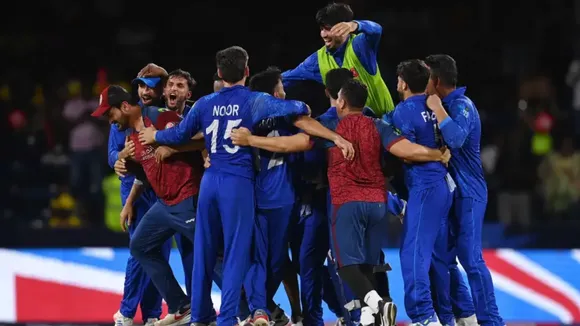Afghanistan players celebrating their win against Australia (Source: X)