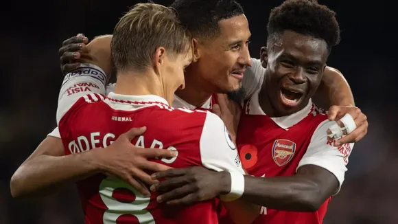 William Saliba, Martin Odegaard and Bukayo Saka