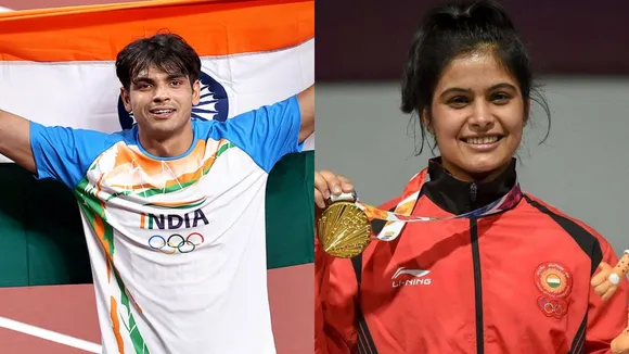 Neeraj Chopra and Manu Bhaker (Source: X)