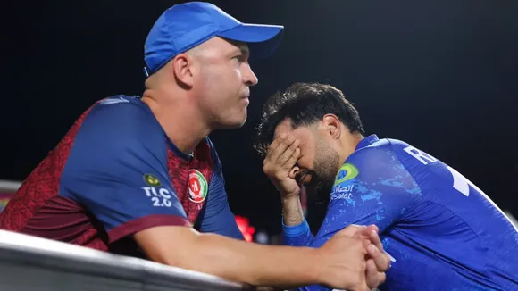 Jonathan Trott and Rashid Khan (Source: X)